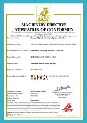 Certificato CE - Macchina per il risciacquo delle bottiglie