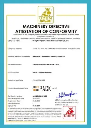 Certificato CE - Macchina tappatrice